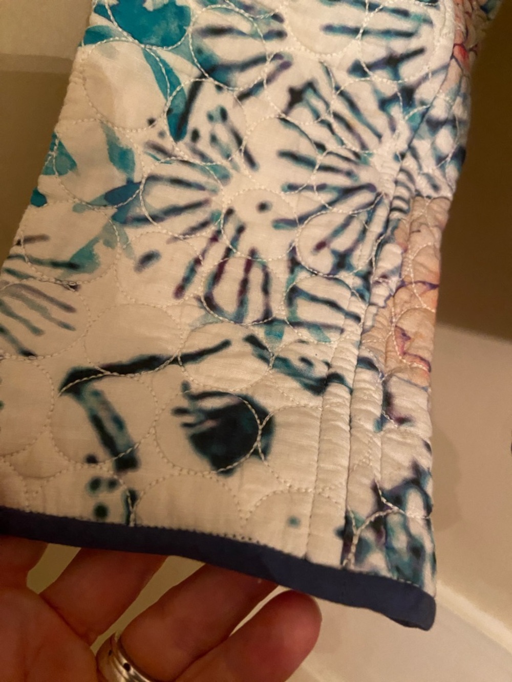 Isabel Marant White Quilted Cotton Floral Open Jacket with Navy Trim - Picture 5 of 10